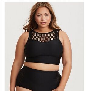 Torrid Black Mesh Bikini Top